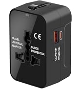 Universal Travel Adapter Worldwide, GaN Fast Charging with PD 3.0 USB-C & USB-A Quick Charge Port...
