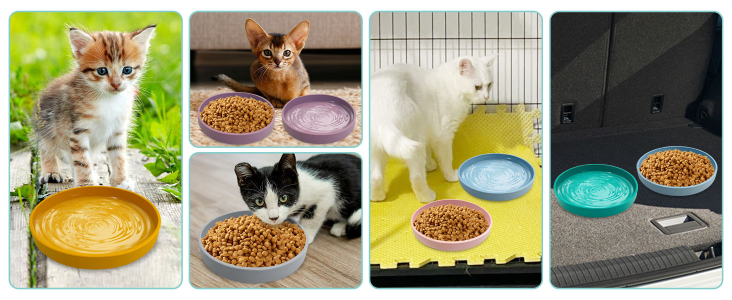 kitten bowl cat bowl wide and shallow silicone pet bowls for cats silicone bowl for cats