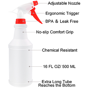 Spray bottle for cleaning solutions
