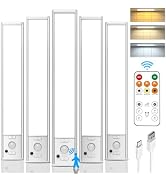 Under Cabinet Lights with Remote Control, USB Rechargeable Battery 180 Lumen Motion Sensor Indoor...