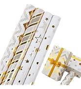Birthday Wrapping Paper Gift Wrapping Paper Mini Roll, 4 Rolls Happy Birthday Polka Dots Stripes ...