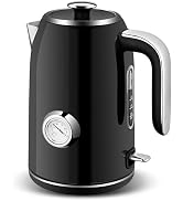 PUKOMC Electric Kettle, 1.7L Stainless Steel Tea Kettle with Temperature Gauge, 1500W Water Boile...