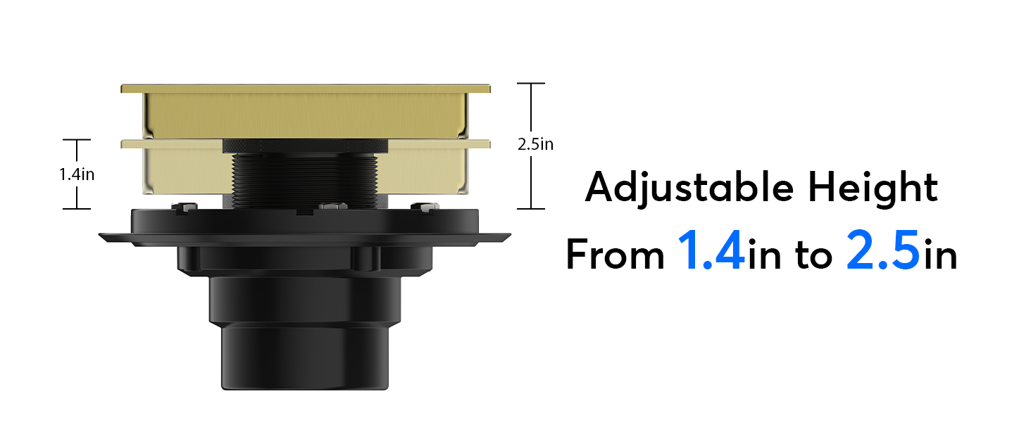 adjusthable install height from 1.4 to 2.5in