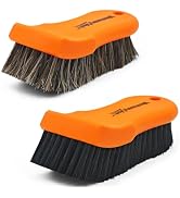 YeewayVeh 2PCS Leather Cleaning Brush, Horse Hair Brush for Car Leather Seat, Fabric, Shoes and F...