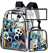 KLFVB 3PCS Clear Backpack for Girls and Boys, Kids See Through Backpacks Stadium Approved, Transp...
