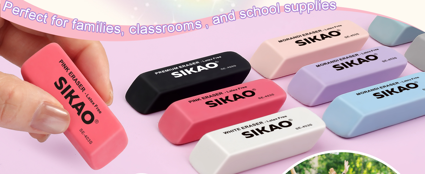 05 Sikao Pencil Erasers for Kids -403S WHITE PCA+