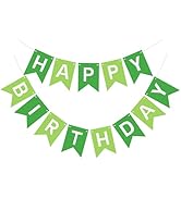 Pre-Strung Green Happy Birthday Banner Signs Party Decorations for Women Men Girls Boys