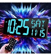 KMMKGG 17.2" Large Digital Wall Clock, LED Wall Clock with Date and Temperature, Count Up/Down Ti...