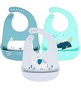 YINGJEE Baby Bibs Silicone Feeding Bibs, Baby Bibs Silicone Bibs 3pcs for Feeding and Adjustable ...