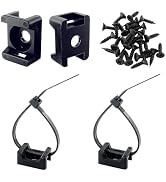 HS Saddle Type Cable Zip Tie Mounts Base Kit with Screw Hole,Set Strong 6 Inch Nylon Cable Ties a...
