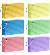 Tecmisse 600 Pieces Index Cards Rulded, Colorful Flash Cards 3 x 5 Index Card with Rings, Heavy S...