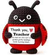WEYON Teacher Mini Crochet Ladybug Plush with Story Pun Card, Handmade 4‘’, “Spot-On Class”, Stoc...