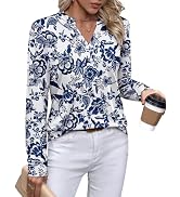 WIHOLL V Neck Business Casual Tops Fall Trendy Long Sleeve Shirts S-2XL | V Neck,Work Tops,Profes...