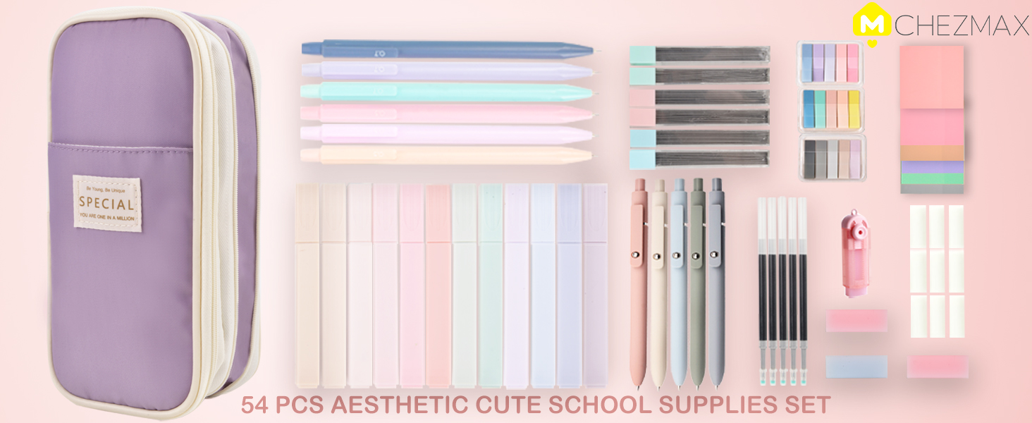 Chezmax Special Four Candies 39 Pcs Aesthetic School Bible Study Supplies Pens Pouch Journaling Kit