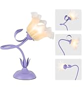 Fuzzbopn Cute Flower Desk Lamp, 3 Color Temperature Table Lamp with LED Bulb, Vintage Bedside Lam...