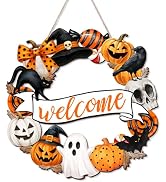 Arosche Halloween Decorations Hanging Door Sign Happy Halloween Wooden Door Sign spooky Ghost Bat...