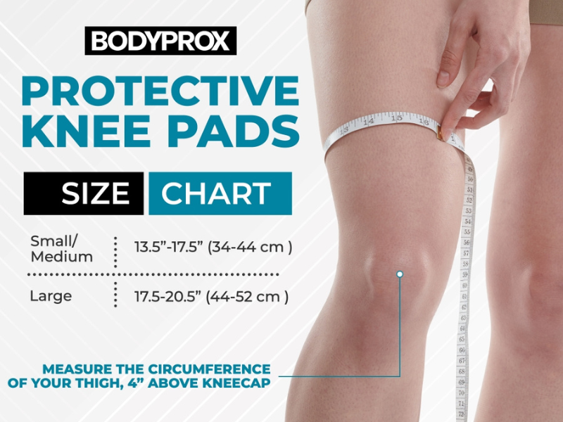 Woman standing with knee slightly bent and a measuring tape