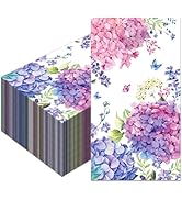 Hydrangea Flowers Guest Napkins,Floral Disposable Hand Towels Bathroom Napkins Guest Disposable D...