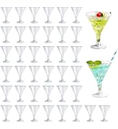 Slomg 40 Pcs 5 oz Plastic Martini Glasses, Disposable Cocktail Glasses Appetizer Dessert Shooter ...