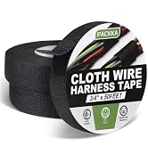 PACKKA Wire Harness Tape 3/4” x 50’ (3 Rolls) Self-Adhesive Fabric Tape Black Electrical Tape for...