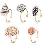 WADORN 5Pcs Conch Shell Rings for Women, Natural Adjustable Ocean Beachy Jewelry Stackable Boho O...