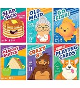 LotFancy Card Games for Kids, 6 Decks, Include Go Fish, Old Maid, Crazy Eights, Memory Match, Sla...