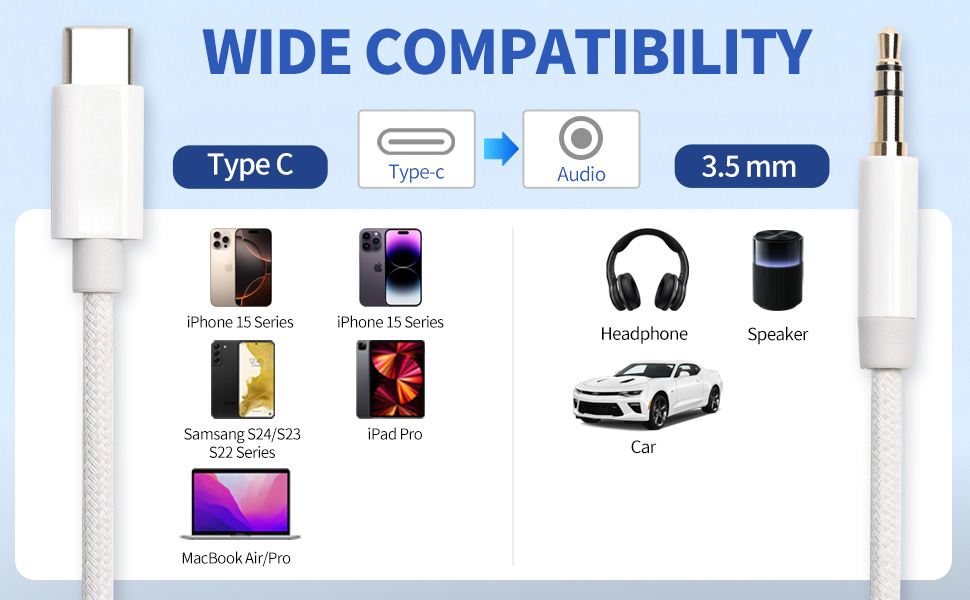 USB C to 3.5mm Audio Aux Jack Cable