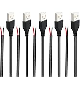 shibagoods USB 2.0 Male 2Pin Pigtail Cable1.64ft, 24AWG 50CM, 2A 5V Type A USB Extension Cable, D...