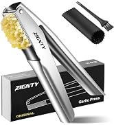 ZIGNTY Garlic Press Stainless Steel,Premium Garlic Mincer Tool,No Need to Peel Garlic Ginger Crus...