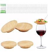 4 PCS Wine Glass Charcuterie Topper with 100 PCS Fruit Fork, Bamboo Charcuterie Plate Wine Glass ...