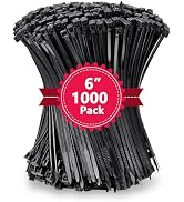 1000Pcs Black Zip Ties 6 Inch Bulk Small Cable Ties 6 In Heavy Duty Outdoor 40lbs, Mini Nylon Wir...