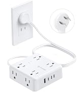TROND 2 Prong Power Strip, 2 Prong Extension Cord 5ft, 8 AC & 4 USB, White | Polarized Flat Plug,...