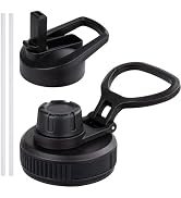 DOMICARE Straw Lid for Wide Mouth Water Bottles, Lids with 2 Straws Fit Replacement Lid for 16 22...