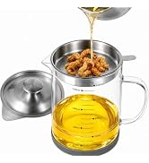 Premium Bacon Grease Saver with Strainer, Grease Container for Kitchen,50oz | Borosilicate Glass ...