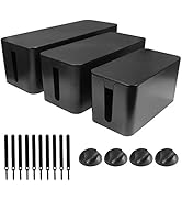 Cable Management Box Set 3 Size Cable Organizer Box to Hide Wires Power Strips Electrical Cord fr...