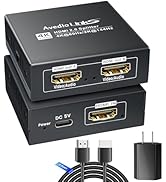 HDMI Splitter 1 in 2 Out 4K@60Hz w/ 4ft HDMI Cable, HDCP Bypass HDMI Audio Splitter for Soundbar,...