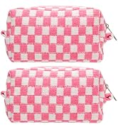 PAZIMIIK Checkered Makeup Bag for Purse Portable Zipper Make Up Pouch Small Cosmetic Case for Tra...
