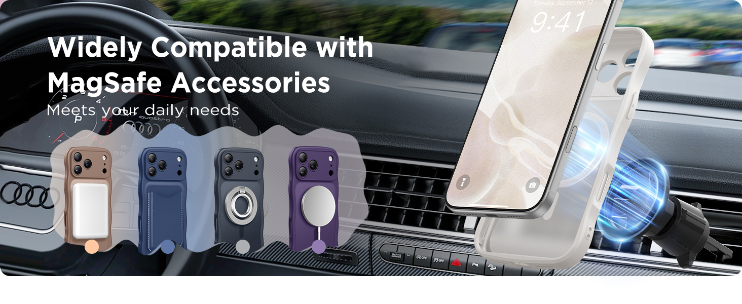 For iPhone 18 Pro Max Case Compatible with MagSafe Wavy Shockproof Slim Cute Wave Drop Protection