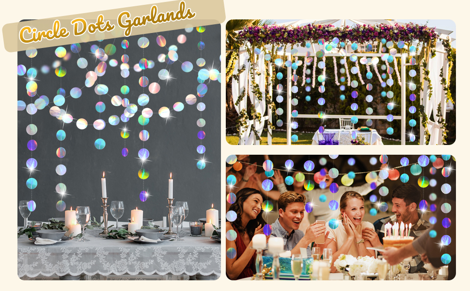 Iridescent party garlands