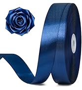 Jutieuo 100 Yards 1 Inch Dark Blue Satin Ribbon, Solid Craft Fabric Ribbon for Christmas Gift Wra...