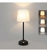 LAVAED Cordless Table Lamps Rechargeable Bedside Lamp 3 Color Temperature Stepless Dimmable, Smal...
