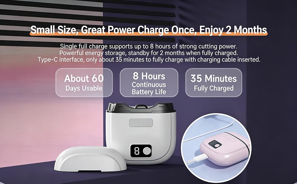 small size,great power charge once,enjoy 2months