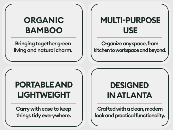 These multi-use wood boxes are 100% bamboo and ideal for drawer storage.