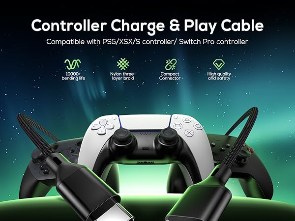 MENEEA 16.4FT Charger Charging Cable for PS5/ PS5 Pro/Xbox Series X/S Controller