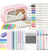 Ristpal 42 PCS Aesthetic School Supplies with Large Pencil Case, 12 Marker Pens with box, 5 Black...