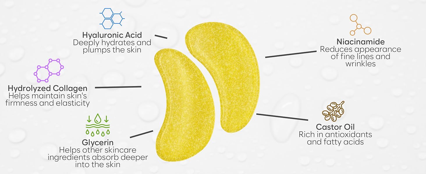under eye patch hyaluronic retinol gold niacinamide bright wrinkle green tea collagen rose hydration