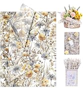 Larcenciel Floral Tissue Paper 60 Sheets 20x14, Watercolor Wildflower Gift Wrapping Tissue Paper ...