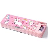 Pop Up Multifunction Pencil Case, Cute Cartoon Pen Box Organizer Stationery with Calculators, Sha...