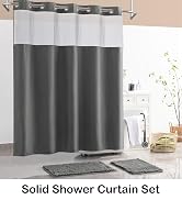 Barossa Design No Hook Shower Curtain Set with Rugs - 2 Pcs Bathroom Rugs and Shower Curtain Sets...