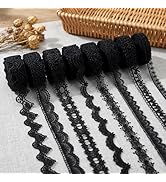 IDONGCAI 8 Rolls Black Venice Lace Ribbon Set - Vintage Lace Trim for Sewing, DIY Crafts, Garment...